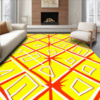 Bright Yellow Red Geometric Diamond Shape Rug