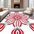 Red Teal Starburst Mandala Rug