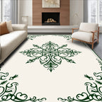Dark Green Vintage Floral Medallion Rug