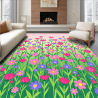 Pink Purple Floral Garden Meadow Rug