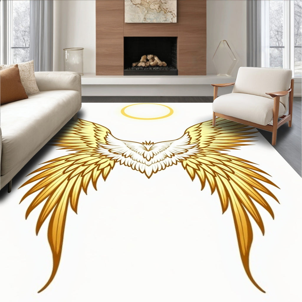 Golden Feathered Wings Halo Rug