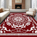 Bold Crimson Floral Medallion Rug