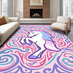 Whimsical Unicorn Swirls Pink Purple Blue Rug