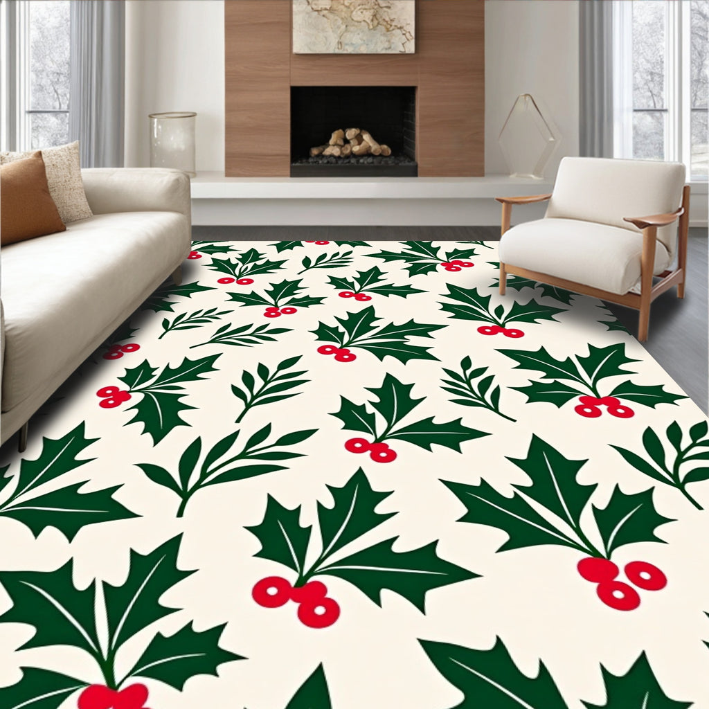 Festive Holly Berry Garland Rug