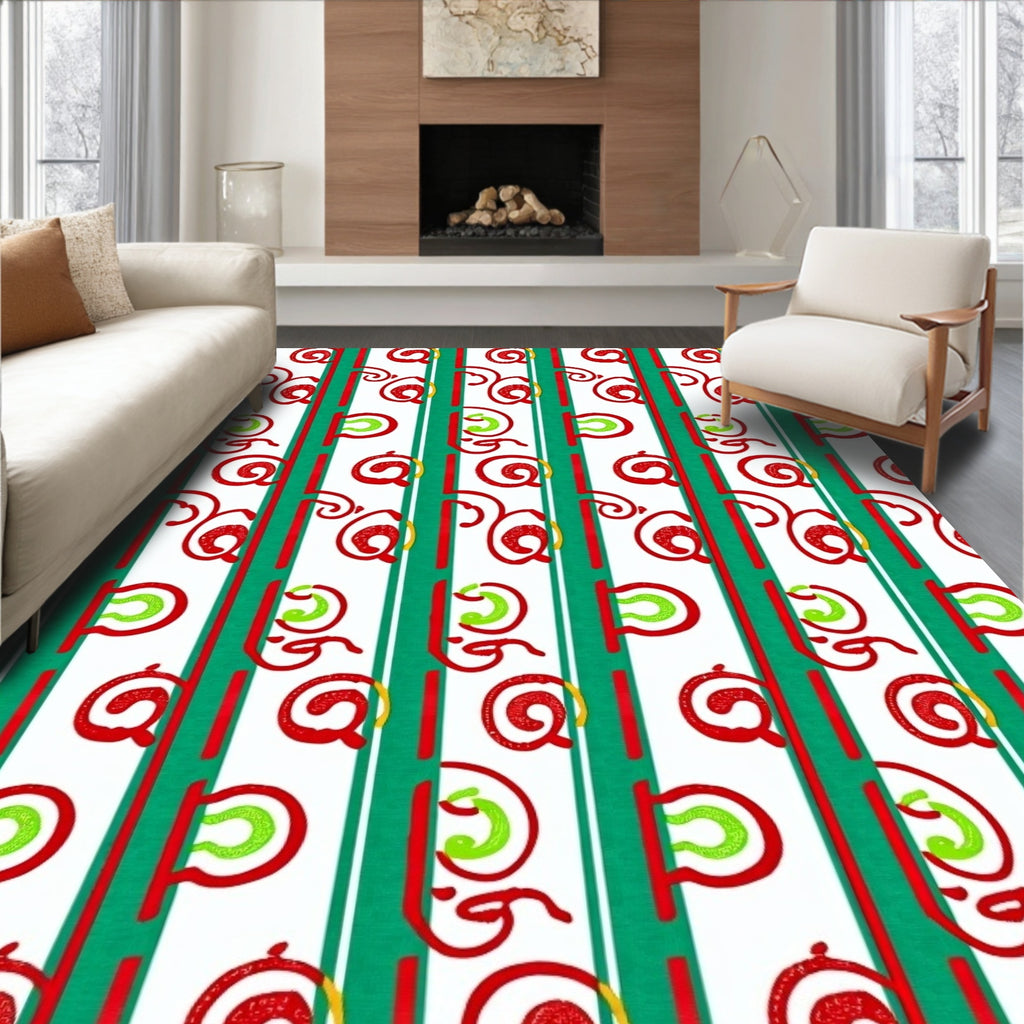 Verdant Red Swirl Stripe Rug