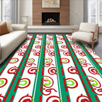 Verdant Red Swirl Stripe Rug
