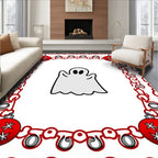Red Festive Ghost Christmas Ornament Rug