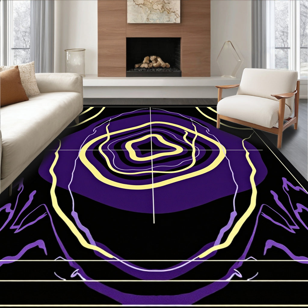 Amethyst Yellow Abstract Topography Waves Rug