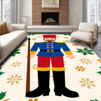 Nutcracker Soldier Red Blue Holly Gold Rug