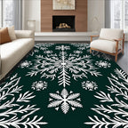 White Snowflake Foliage Emerald Rug