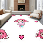Cute Pink Chibi Hearts Repeat Rug