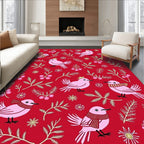 Pink Birds With Crowns And Scarves Rug