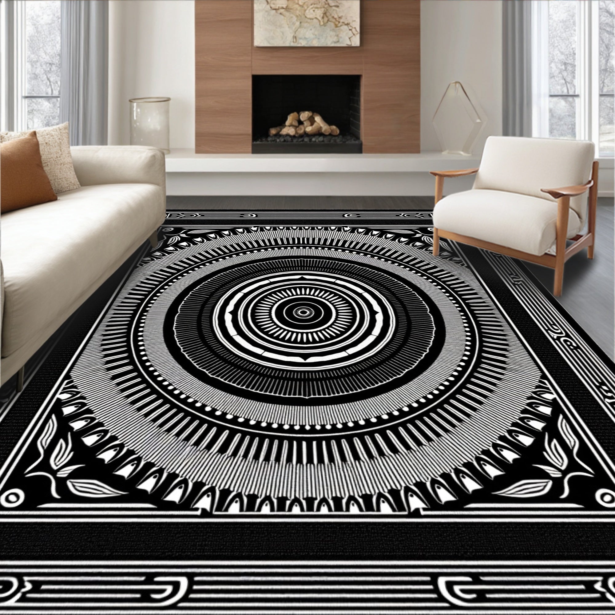 Monochromatic Radial Concentric Geometric Rug
