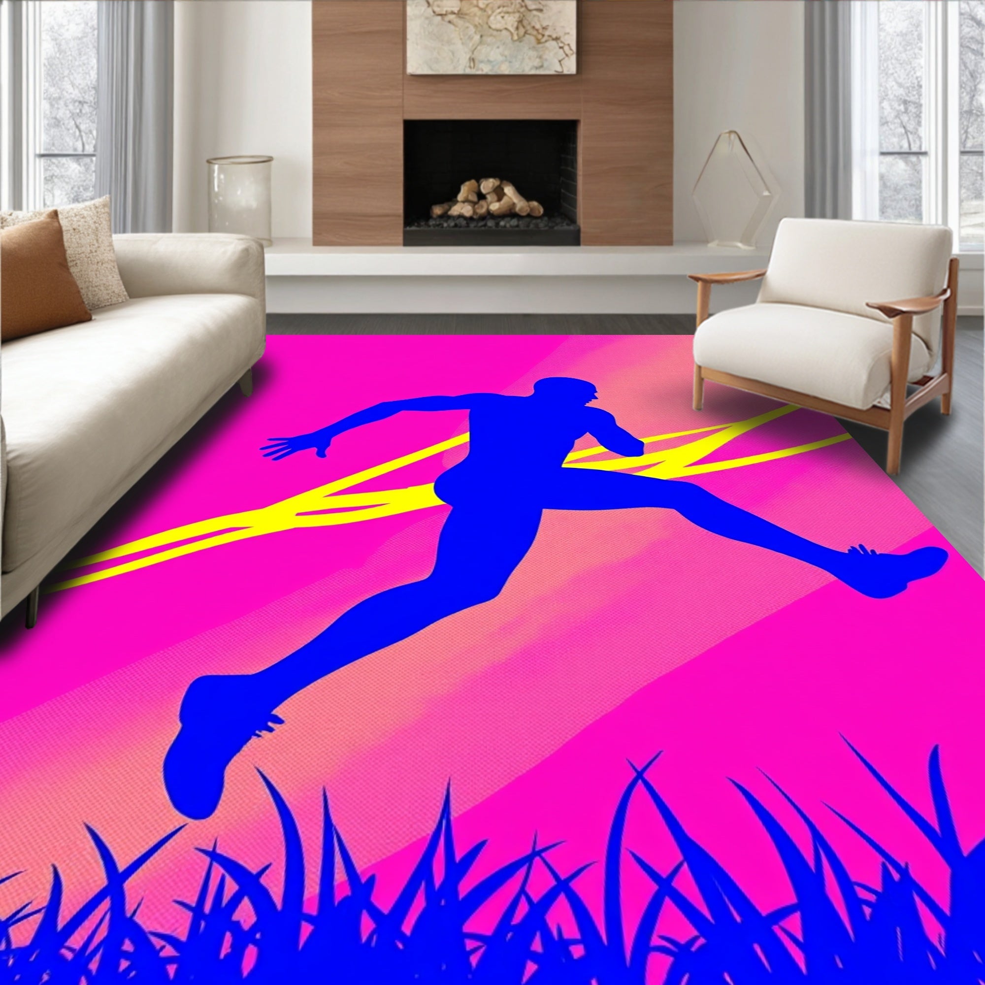 Dynamic Runner Vibrant Plasma Field Rug