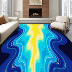 Dynamic Coastal Blue Yellow Swirl Rug