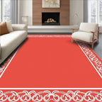 Coral White Floral Border Rug