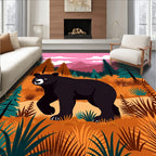 Forest Bear in Pink Mountain Sky Rug