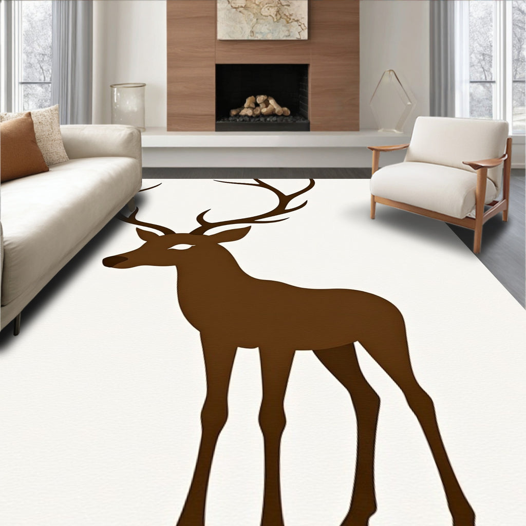 Brown Deer Silhouette Large Antlers Rug