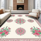 Pink Floral Bouquet and Rosette Arrangement Rug