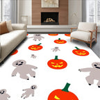 Spooky Orange Pumpkin Ghost Collage Rug