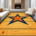 Rustic Orange Star Wood Plank Rug