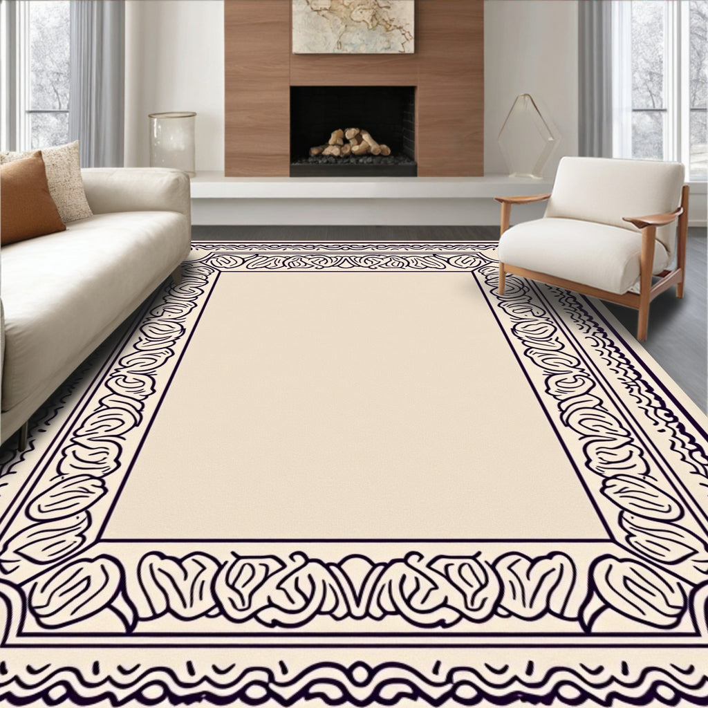 Antique Floral Scroll Border Rug