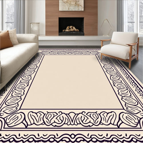 Antique Floral Scroll Border Rug