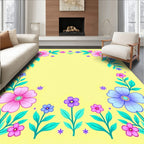Whimsical Pink Blue Floral Garland Rug