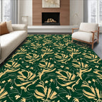 Golden Outline Floral Emerald Rug
