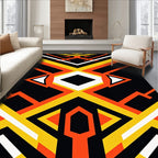 Bold Geometric Orange Yellow Black Rug