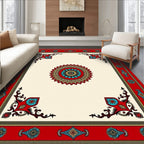 Red Cream Mandala Art Frame Rug