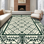Cream Lattice Border With Vines Rug