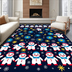 Happy Snowman Winter Snowflake Navy Rug