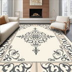 Off-white Gray Ornate Floral Medallion Rug