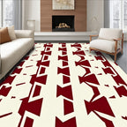 Crimson Cream Geometric Stripe Rug
