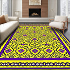 Vibrant Yellow Purple Diamond Medallion Rug