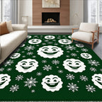 Green Snowflakes And Happy Face Collage Rug