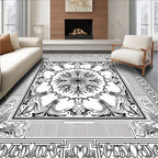 Intricate Black White Floral Mandala Art Rug