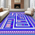 Vibrant Blue Pink Geometric Maze Rug