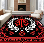 Crimson Laurel Wreath Emblem Rug