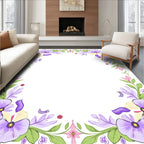 Lavender Floral Border Garden Accent Rug