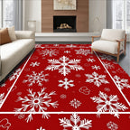 Crimson White Snowflake Cluster Rug
