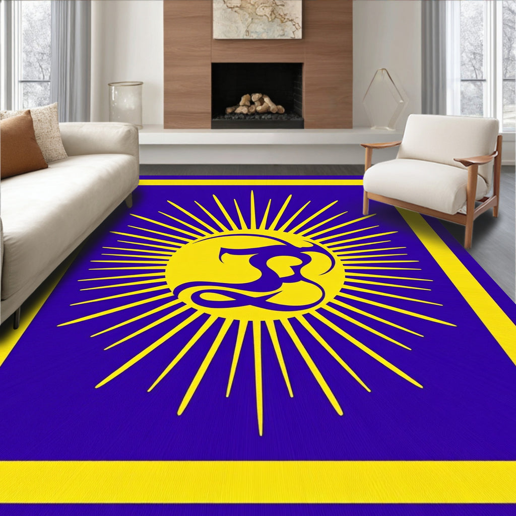 Bold Blue Sunburst Icon Rug