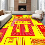 Red Yellow Pixelated Circuit Board Rug