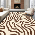 Warm Cream Brown Swirling Lines Rug