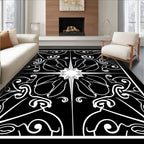 Bold White Starburst Symmetry Rug