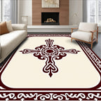 Elegant Crimson Scrollwork Medallion Rug