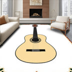 Light Beige Acoustic Guitar Floral Border Rug