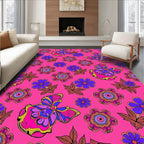 Vibrant Butterfly Floral Medallion Rug