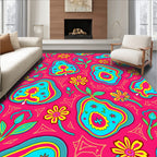 Vibrant Pink Turquoise Floral Pear Rug